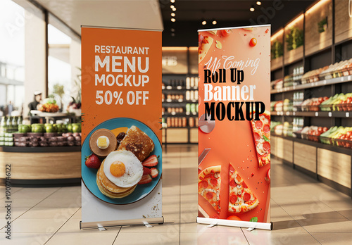 Two Roll Up Banners Mockup