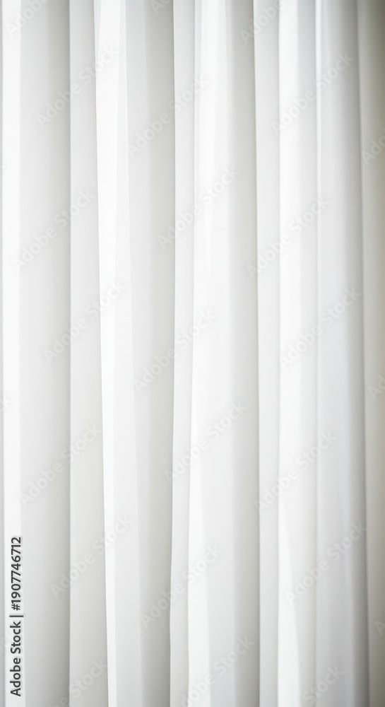 Obraz premium Bright white fabric curtain texture background showing soft, cascading vertical folds and natural light illumination, pure, bright, backdrop