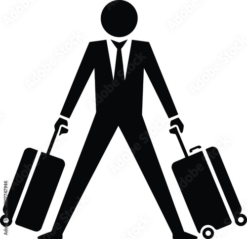 A businessman carrying two suitcases, ready for travel or a business trip.