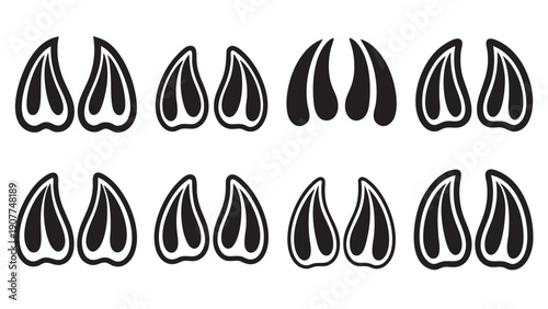 Abstract matching pair shapes design isolated on transparent background