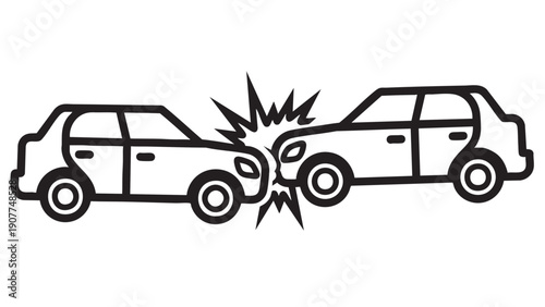 Car accident collision illustration with impact effect