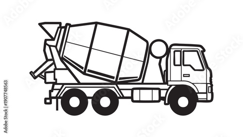 Cement mixer truck illustration isolated on transparent background