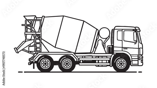 Cement mixer truck illustration isolated on transparent background