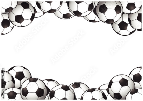 上下にサッカーボールを配置した横長フレーム背景