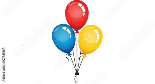 Colorful Balloons Floating in Air Isolated on White Background