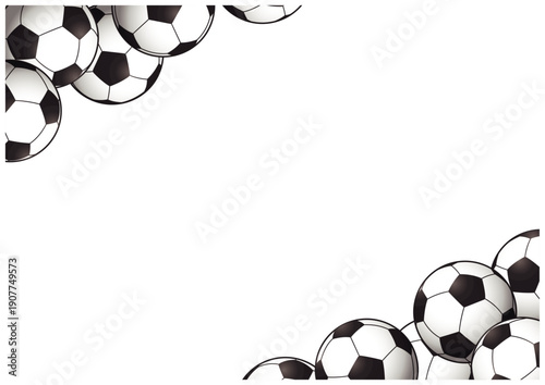 サッカーボールのコーナーフレーム背景｜スポーツデザイン