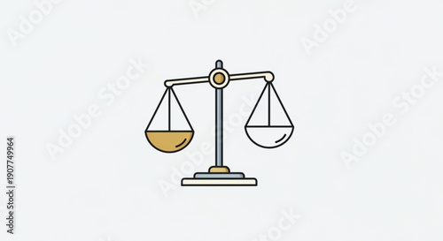 Unbalanced Scale with Gold and Empty Pans on White Background, Symbolizing Inequality