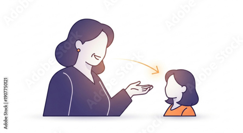 Mother Giving Blessing to Daughter Illustration