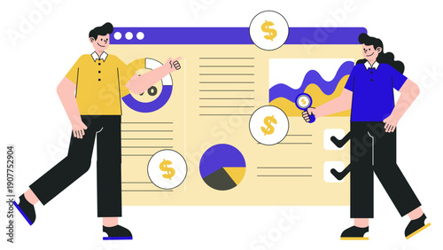 Team of professionals reviewing digital financial reports and data