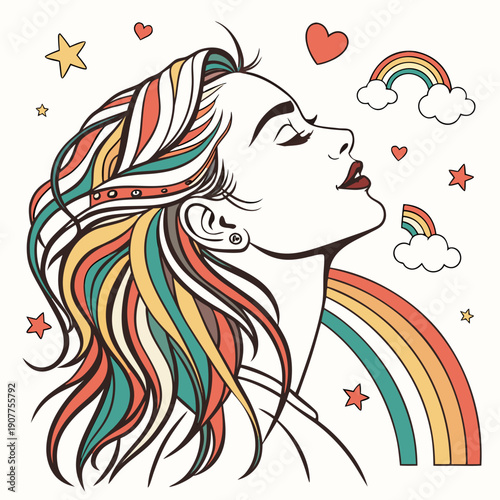 High fashion pop surrealism vector art: Close-up of glossy, vibrant red lips with a playful, unexpected element for modern advertising.