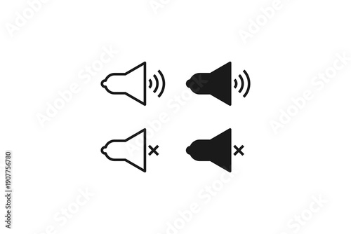 solid and outline icon of speaker on off