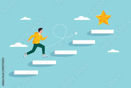 Man Running Up The Steps