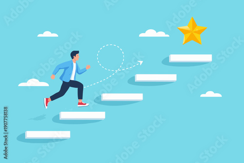 Man Running Up The Steps