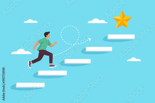 Man Running Up The Steps