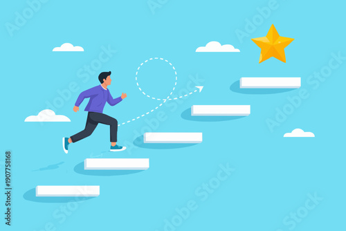 Man Running Up The Steps