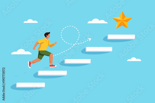 Man Running Up The Steps