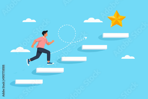 Man Running Up The Steps