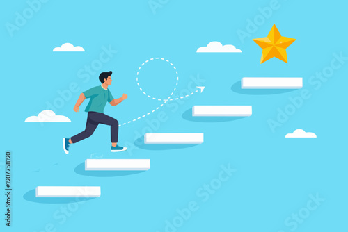 Man Running Up The Steps