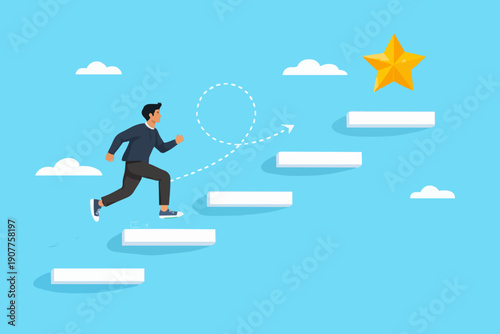 Man Running Up The Steps