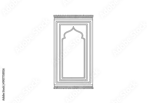 Islamic Prayer Mat With Decorative Arch Shaped Frame Isolated On White Background For Worship And Spiritual Practice