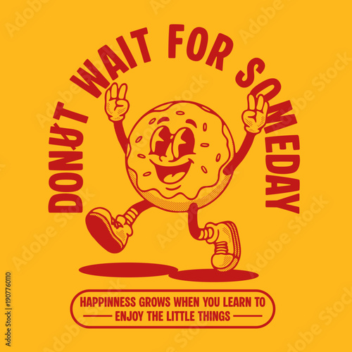  funny cartoon character of donut Graphic Design for T shirt Street Wear and Urban Style