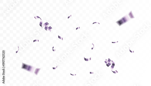 Dynamic shower of vibrant purple confetti particles gracefully descending, creating a lively and joyful atmosphere for various celebrations and festive events