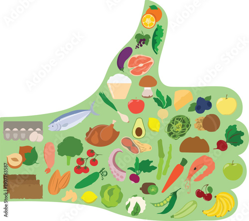 Healthy and sustainable food choices concept illustration for eco friendly lifestyle