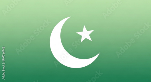 Pakistan flag with white crescent moon and star on green background symbolizing national pride and patriotism