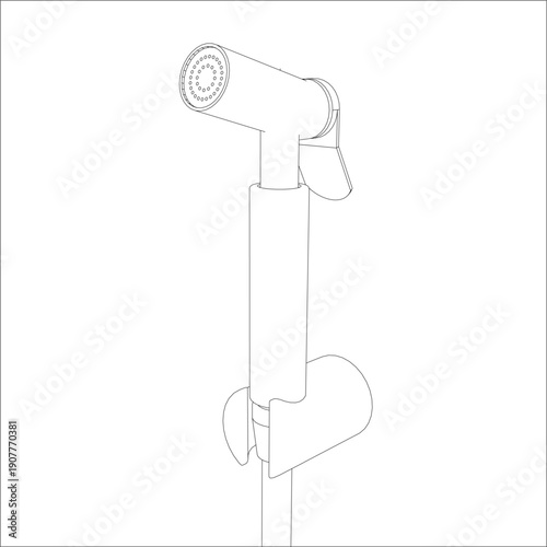Bidet Sprayer Nozzle and Trigger Detail Technical Drawing Blueprint Schematic