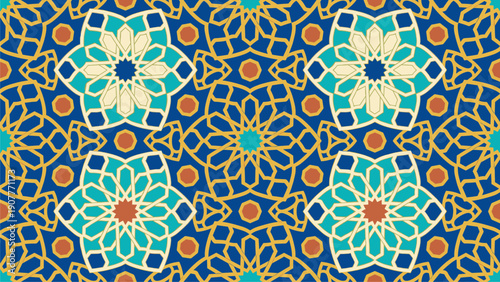 Seamless Islamic Geometric Pattern Background for Textile & Decor Design