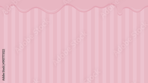 Melted Chocolate Dripping on Vertical Stripe Pattern Background Pink strawberry color
