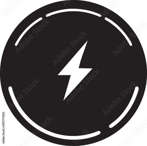 Iconic Energy Emblem: A striking graphic showcasing a lightning bolt, symbolizing power and innovation, perfectly encapsulated within a minimalist, circular design.