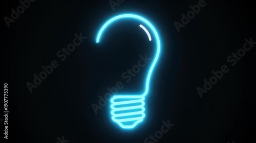 Illuminated, outlined lightbulb on a black background, suggesting a glowing concept