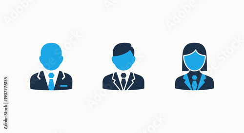 Business professional icons representing different individuals, suitable for profiles, team members, or employee showcases.