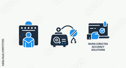 Application Process, Data Analysis, and Accuracy Solutions Icons for Business Productivity