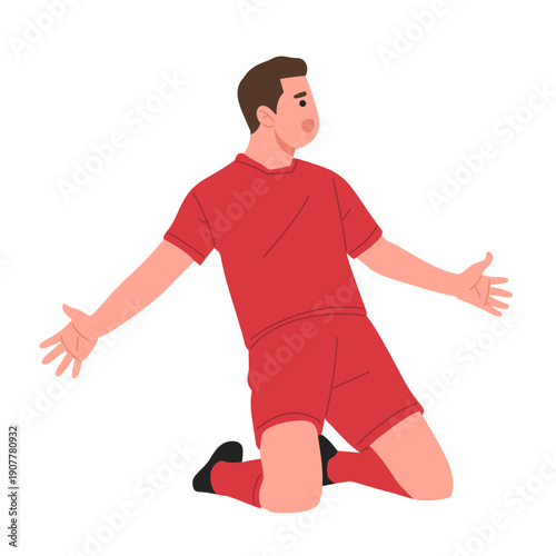 vector of male soccer players celebrating a goal in various dynamic poses such as jumping, sliding and victory gestures.Perfect for football match highlights, sports branding, tournament,poster,media