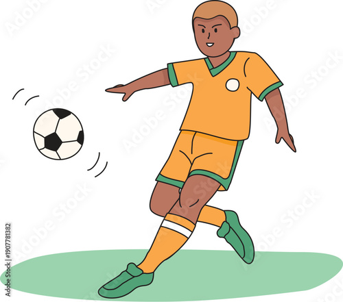 Soccer Illustration Set Shooting for a Goal