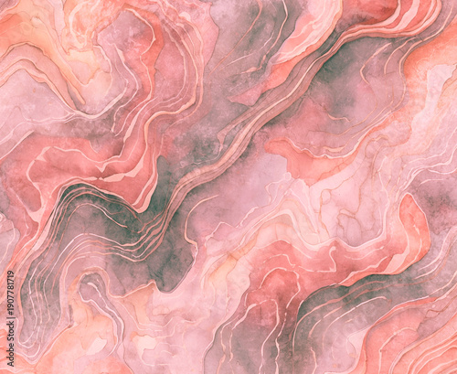Abstract illustration with marble-like texture in shades of  grey, vivid pink and orange colours to be used as wallpaper, poster and banner design