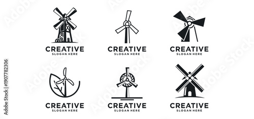 Windmill Logo, Powerful windmill energy logo design.