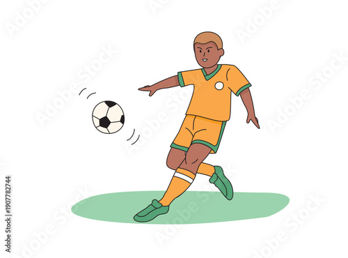 Soccer Illustration Set Shooting for a Goal