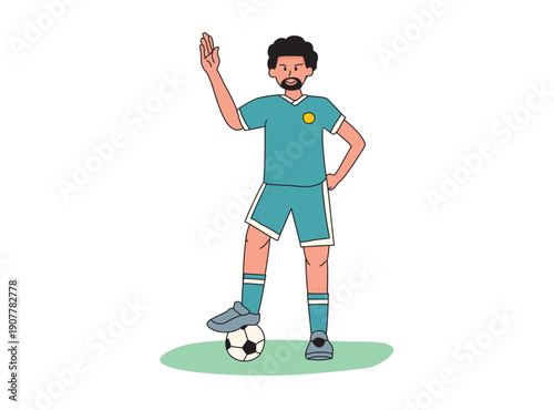 Soccer Illustration Set Soccer Player Stepping Over a Ball