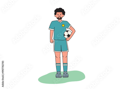 Soccer Illustration Set Soccer Player Holding Ball