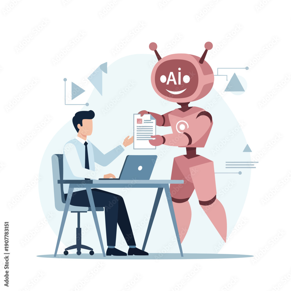 Fototapeta premium AI Assistant Supporting Office Worker