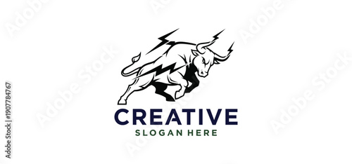 Bull Logo, Symbol of Strength with a Solid Bull Concept.