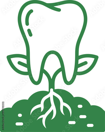 World Oral Health Day Tooth Plant Icon Dental Vector Teeth Oral Care Healthy Roots Growth