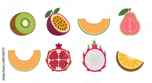 Variety of freshly cut tropical fruits