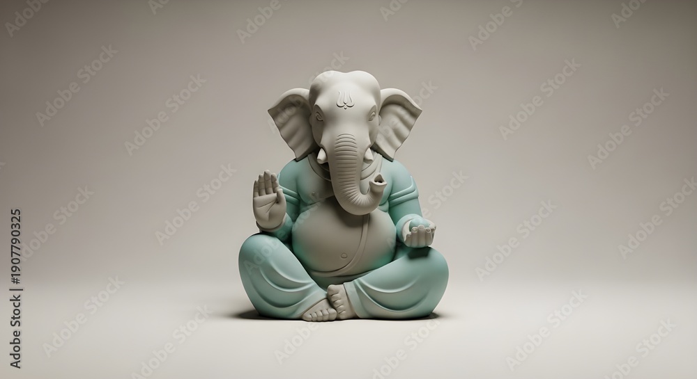 Fototapeta premium Serene Ganesha statue in meditation pose with calming presence