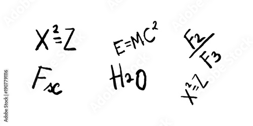 Scientific Formulas in Hand Drawn Doodle Style for Back to school design