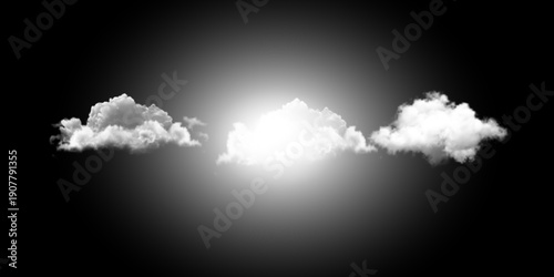 Set of fluffy three dimensional clouds isolated on transparent background for weather concepts sky scenes fantasy design cartoons presentations and soft atmospheric visual compositions