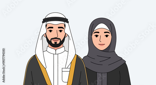 Arab Man and Woman in Traditional Clothing.